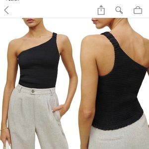 Holly Ruched One Shoulder Top (Black) Size Small NEW